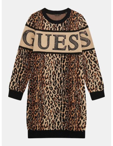 Guess Παιδικό Φόρεμα με Παγιέτες Animal Print Λεοπάρ